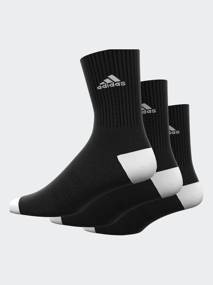 adidas Dark Black 3 Pack Cushioned Crew Socks 3 Pack - Image 2 of 8