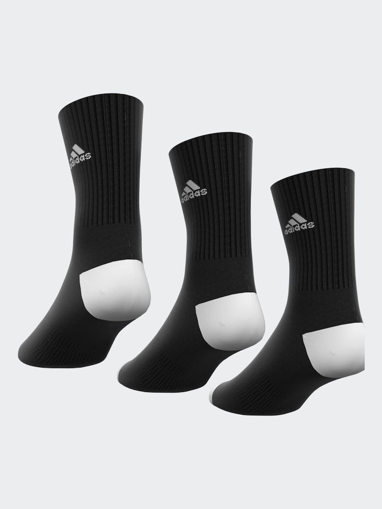adidas Dark Black Cushioned Crew Socks 3 Pack - Image 7 of 8