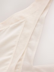 CERENE Rose Ivory Silk Mesh Trim V-Neck Camisole - Image 6 of 8