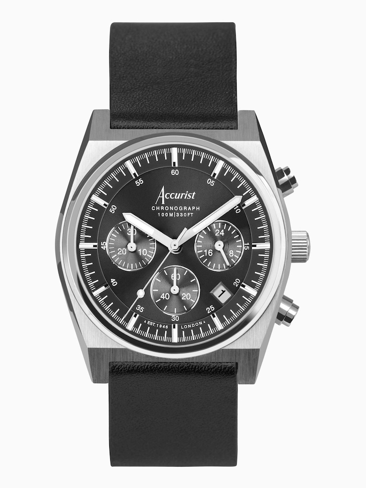 Accurist Origin Mens Leather Strap Chronograph Black Watch - Image 1 of 6
