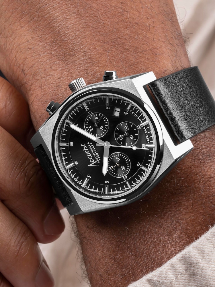 Accurist Origin Mens Leather Strap Chronograph Black Watch - Image 6 of 6