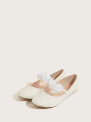 Monsoon Natural Shimmer Corsage Ballerina Flats - Image 1 of 3