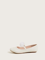 Monsoon Natural Shimmer Corsage Ballerina Flats - Image 2 of 3