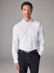 White Slim Fit Easy Care Single Cuff Smart Shirt - Image 1 of 8
