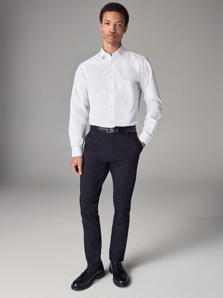 White Slim Fit Easy Care Single Cuff Smart Shirt - Image 2 of 8