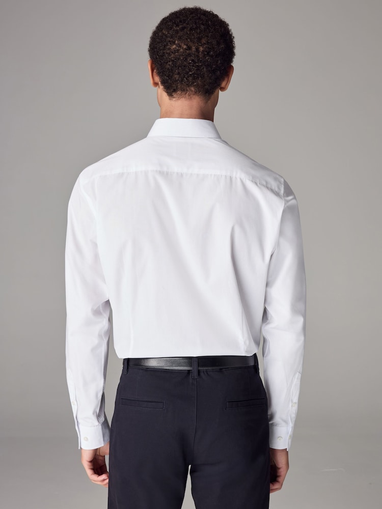 White Slim Fit Easy Care Single Cuff Smart Shirt - Image 3 of 8