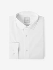 White Slim Fit Easy Care Single Cuff Smart Shirt - Image 6 of 8