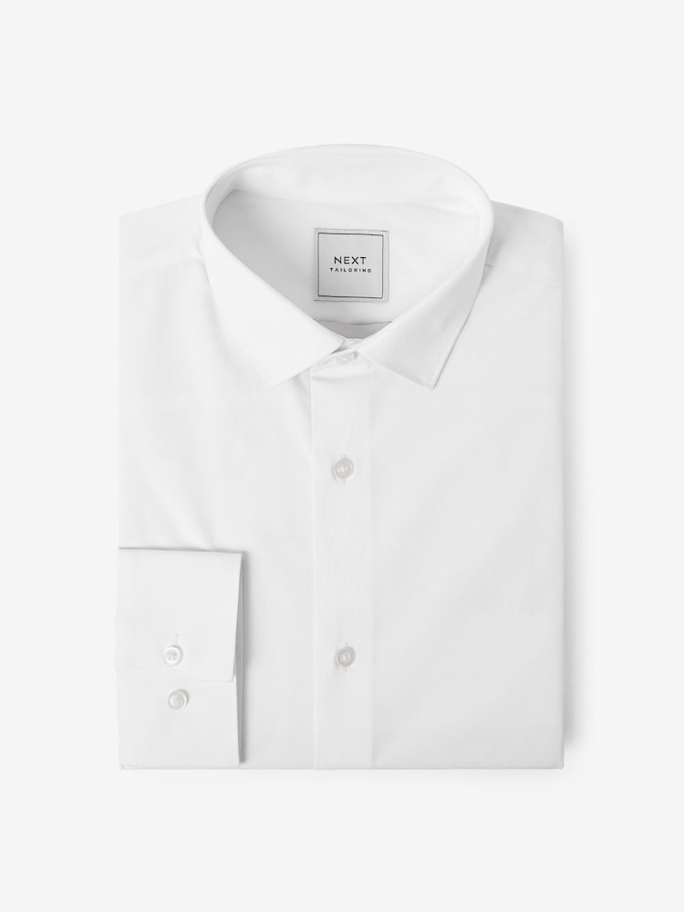 White Slim Fit Easy Care Single Cuff Smart Shirt - Image 6 of 8