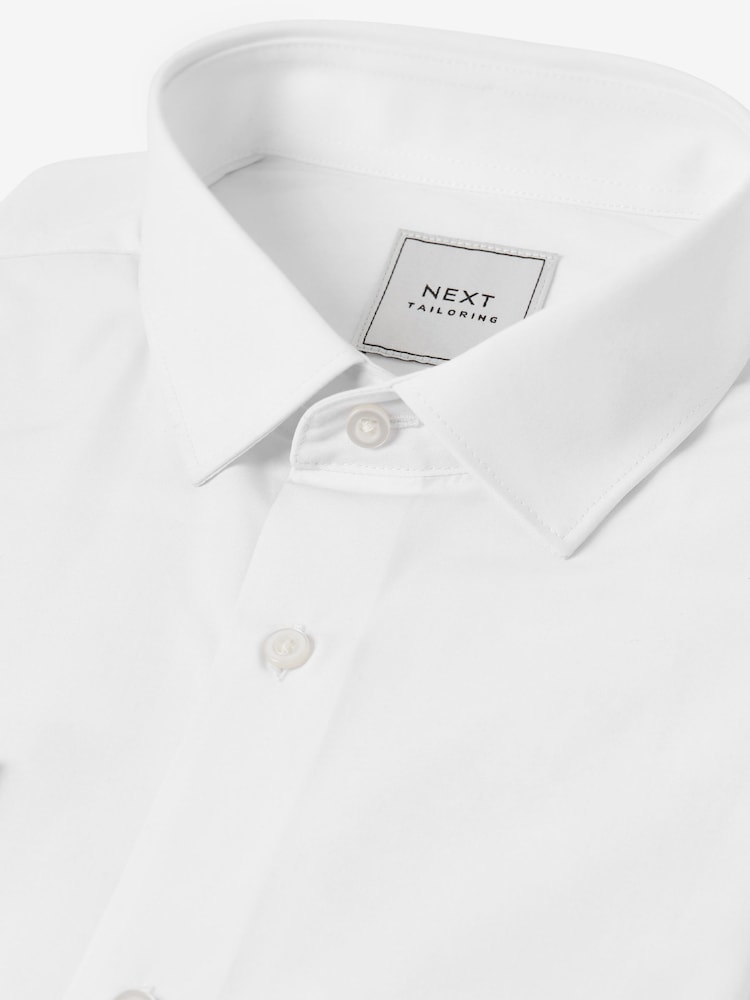 White Slim Fit Easy Care Single Cuff Smart Shirt - Image 7 of 8