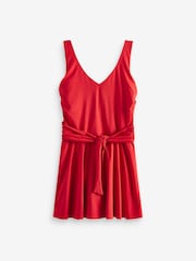 Red Shaping Tummy Control Skirted Swim Dress - Image 5 of 5