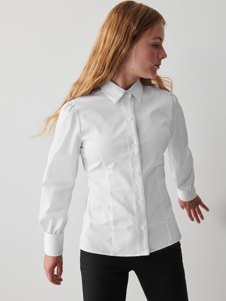Clarks White Girls Fitted Long Sleeve School Shirt - Image 2 of 12