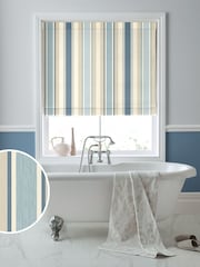 Laura Ashley Blue Awning Stripe Made To Measure Roman Blinds - Image 1 of 6