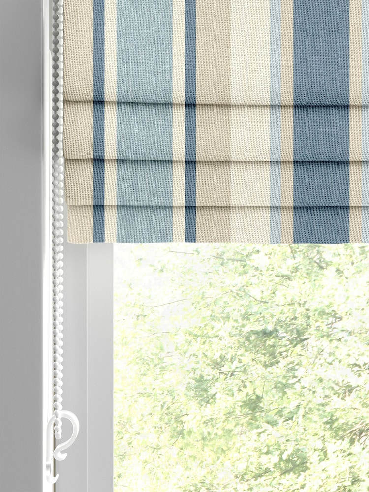 Laura Ashley Blue Awning Stripe Made To Measure Roman Blinds - Image 2 of 6