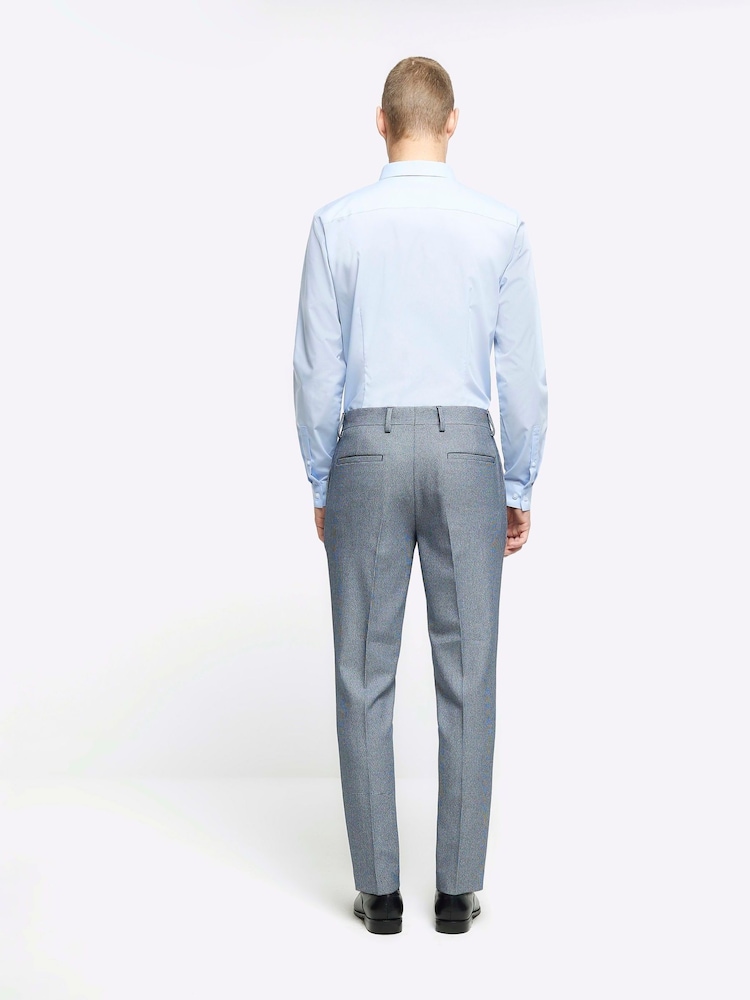 River Island Blue Skinny Fit Houndstooth Suit Trousers - Image 2 of 5 River Island Blue Skinny Fit Houndstooth Suit Trousers - Image 2 of 5
