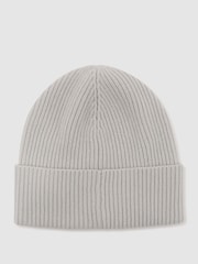 Gris - Reiss Freya Wool-Blend Rib-Knit Beanie - Imagen 2 de 3