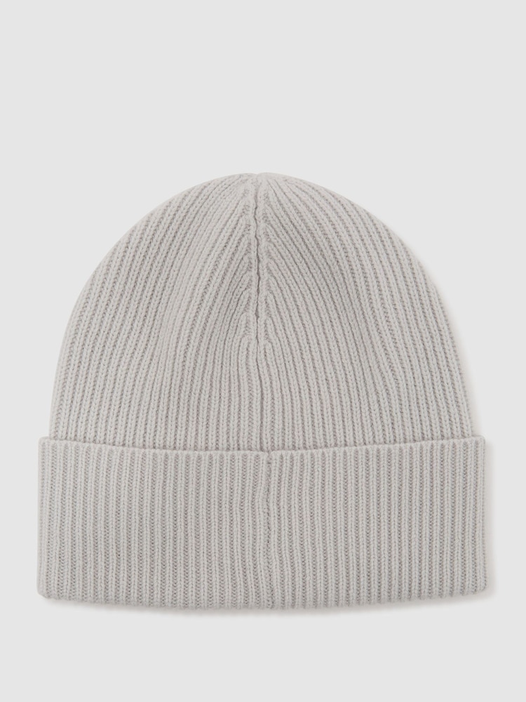 Gris - Reiss Freya Wool-Blend Rib-Knit Beanie - Imagen 2 de 3