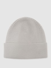 Gris - Reiss Freya Wool-Blend Rib-Knit Beanie - Imagen 3 de 3