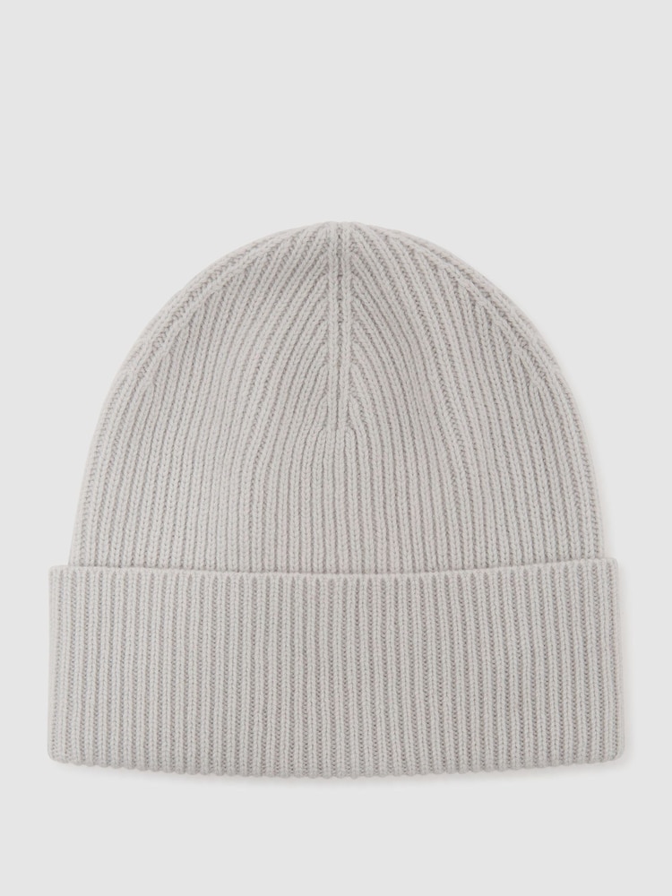Gris - Reiss Freya Wool-Blend Rib-Knit Beanie - Imagen 3 de 3