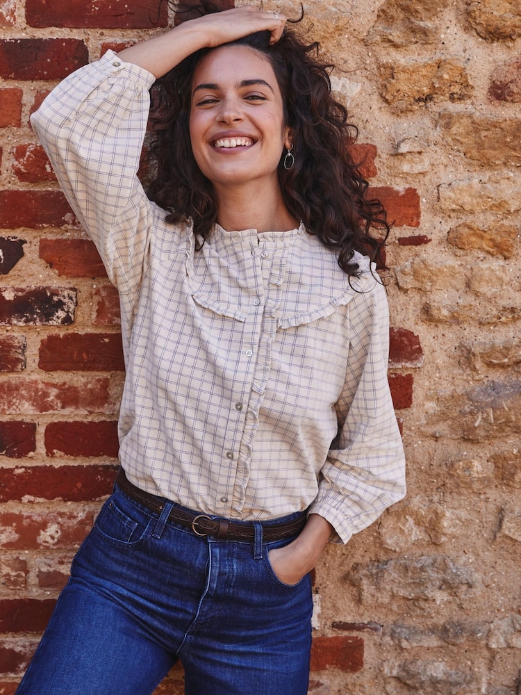 FatFace Natural Felicity Check Blouse - Image 1 of 5 FatFace Natural Felicity Check Blouse - Image 1 of 5
