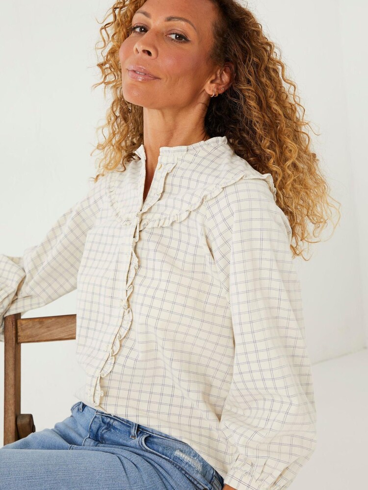 FatFace Natural Felicity Check Blouse - Image 2 of 5 FatFace Natural Felicity Check Blouse - Image 2 of 5