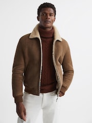 Reiss Mocha Loburn Shearling Jacket - Image 1 of 6