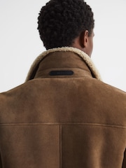 Reiss Mocha Loburn Shearling Jacket - Image 6 of 6