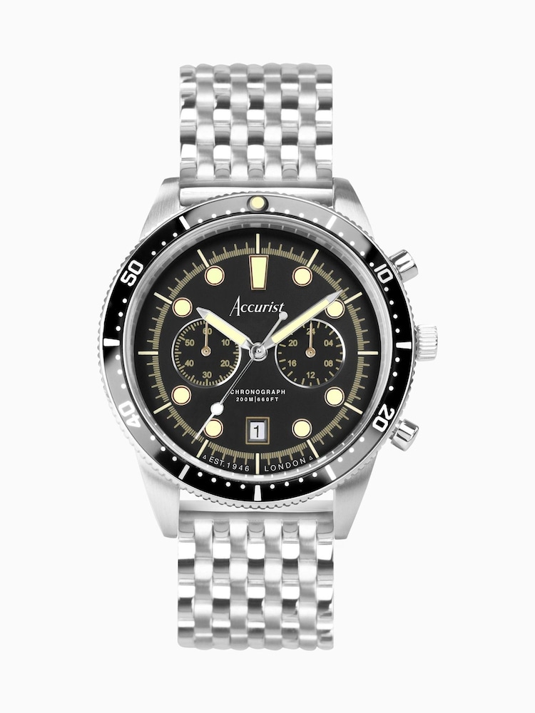 Accurist Dive Mens Silver Tone Stainless Steel Bracelet Chronograph Watch - Image 1 of 6