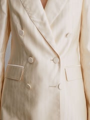 Atelier Cream Satin Pinstripe Double-Breasted Blazer - Obrázek 6 z 9