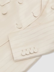 Atelier Cream Satin Pinstripe Double-Breasted Blazer - Obrázek 9 z 9
