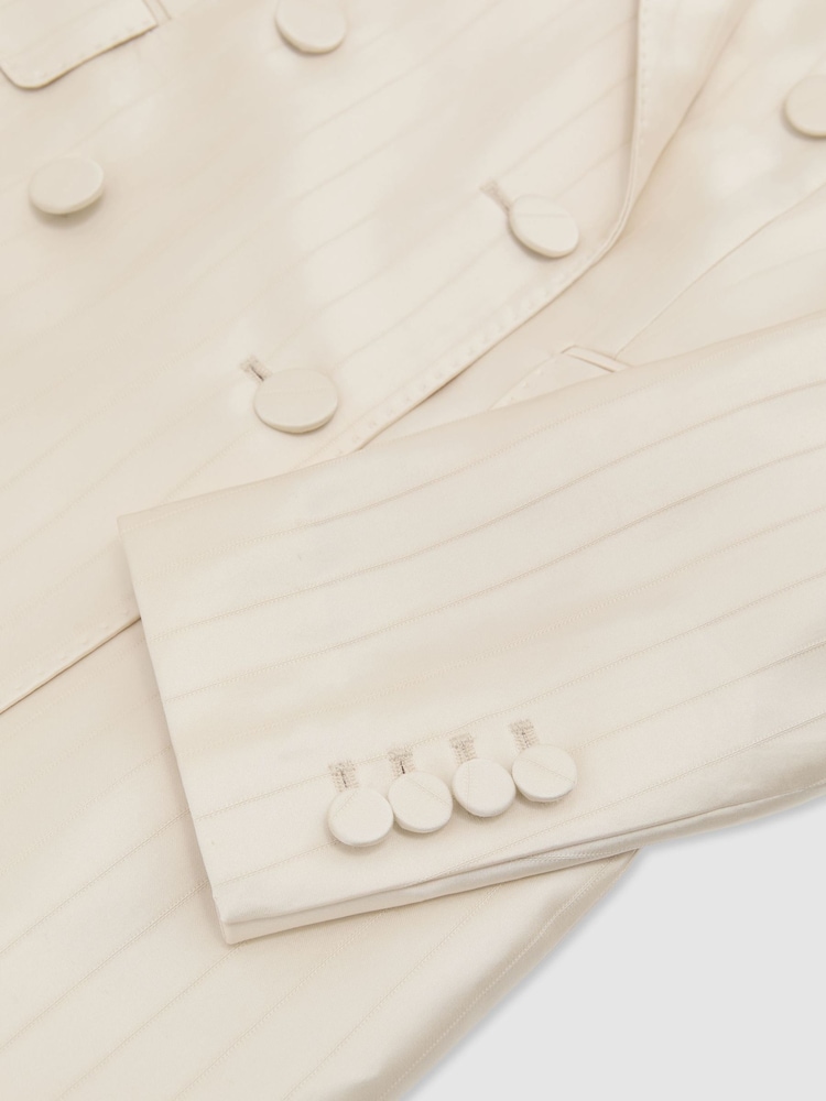 Atelier Cream Satin Pinstripe Double-Breasted Blazer - Image 9 of 9 Atelier Cream Satin Pinstripe Double-Breasted Blazer - Image 9 of 9