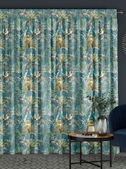 Teal Blue Tropical Scene Made To Measure Curtains - Image 2 of 9