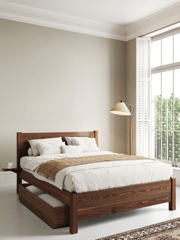 Get Laid Beds Coffee Bean Oxford Square Leg Solid Wood Bed Combo - Image 1 of 6