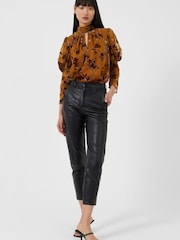 French Connection Crolenda Pu Tapered Black Trousers - Image 1 of 4