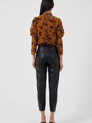 French Connection Crolenda Pu Tapered Black Trousers - Image 2 of 4