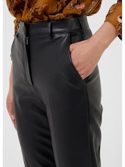 French Connection Crolenda Pu Tapered Black Trousers - Image 3 of 4