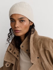 Reiss Rachel Wool-Blend Cable-Knit Beanie with Cashmere - Imagen 1 de 4