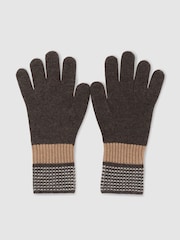 Reiss Chocolate Issie Wool-Blend Knitted Gloves with Cashmere - Image 2 of 3