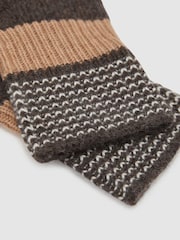 Reiss Chocolate Issie Wool-Blend Knitted Gloves with Cashmere - Image 3 of 3