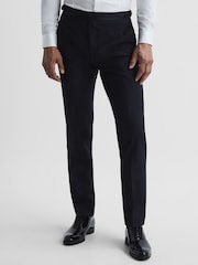 Marineblauw - Standaard afwerking - Reiss Poker smokingbroek met moderne pasvorm - Image 1 of 5
