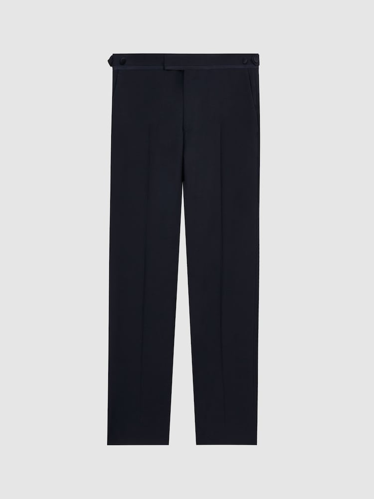 Marineblauw - Standaard afwerking - Reiss Poker smokingbroek met moderne pasvorm - Image 2 of 5
