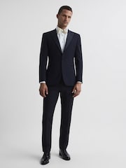 Marineblauw - Standaard afwerking - Reiss Poker smokingbroek met moderne pasvorm - Image 3 of 5