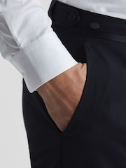 Marineblauw - Standaard afwerking - Reiss Poker smokingbroek met moderne pasvorm - Image 4 of 5