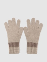 Reiss Neutral Issie Wool-Blend Knitted Gloves with Cashmere - Image 2 of 2