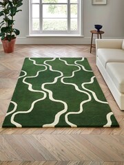 Jasper Conran London Green Wool Wiggle Rug - Image 1 of 4