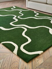 Jasper Conran London Green Wool Wiggle Rug - Image 2 of 4