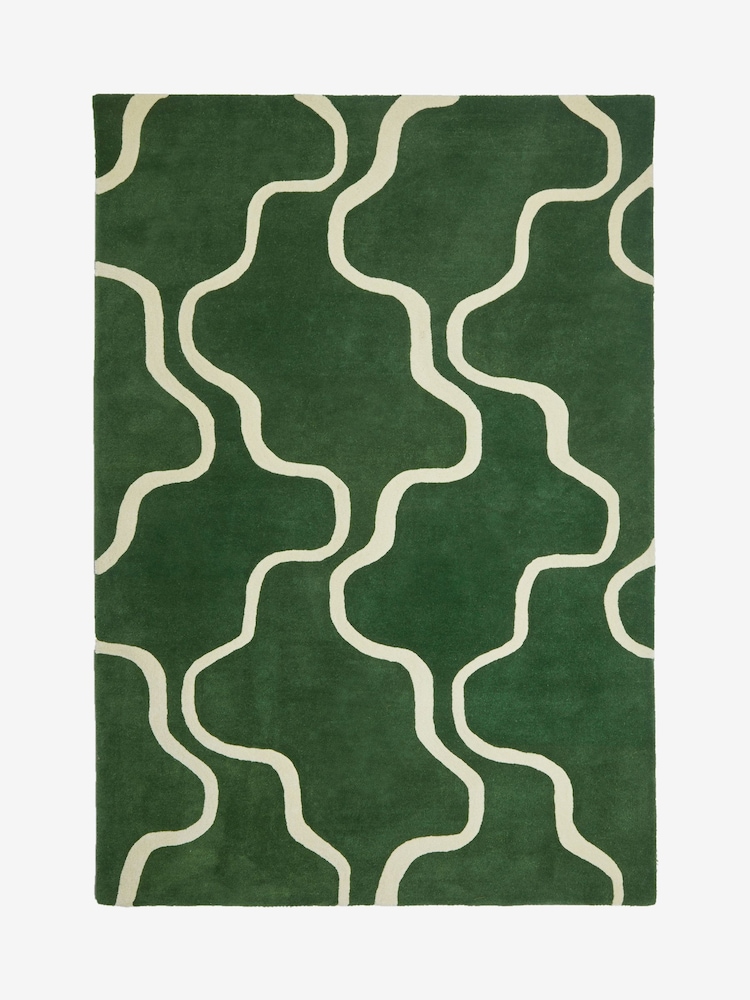 Jasper Conran London Green Wool Wiggle Rug - Image 4 of 4