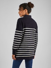 JoJo Maman Bébé Navy Ecru Stripe Turtle Neck Maternity & Nursing Jumper - Image 2 of 4
