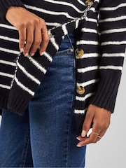 JoJo Maman Bébé Navy Ecru Stripe Turtle Neck Maternity & Nursing Jumper - Image 4 of 4