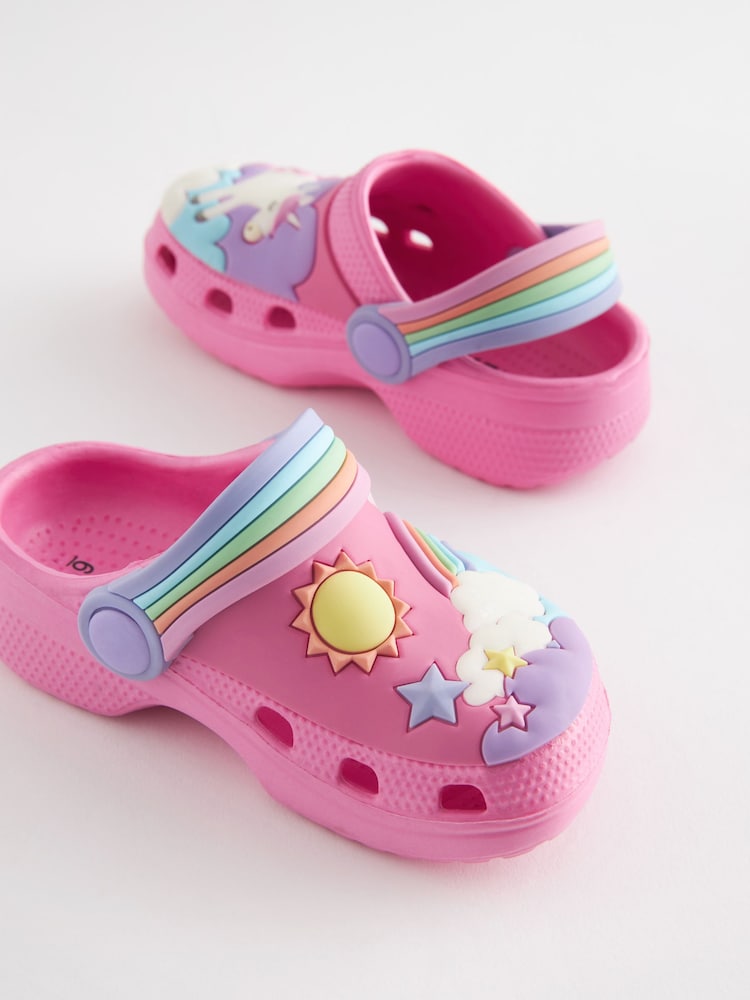 Pink Unicorn Clogs With Ankle Strap - Image 1 of 7