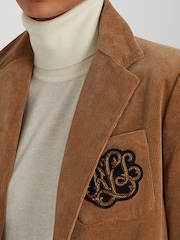 Lauren Ralph Lauren Nathee Crest Logo Camel Blazer - Image 6 of 7